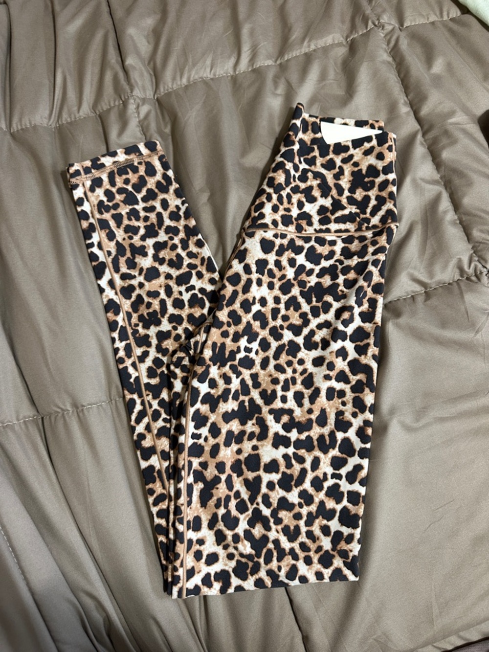 aerie Leopard Print Leggings in Tan, Black, Cream